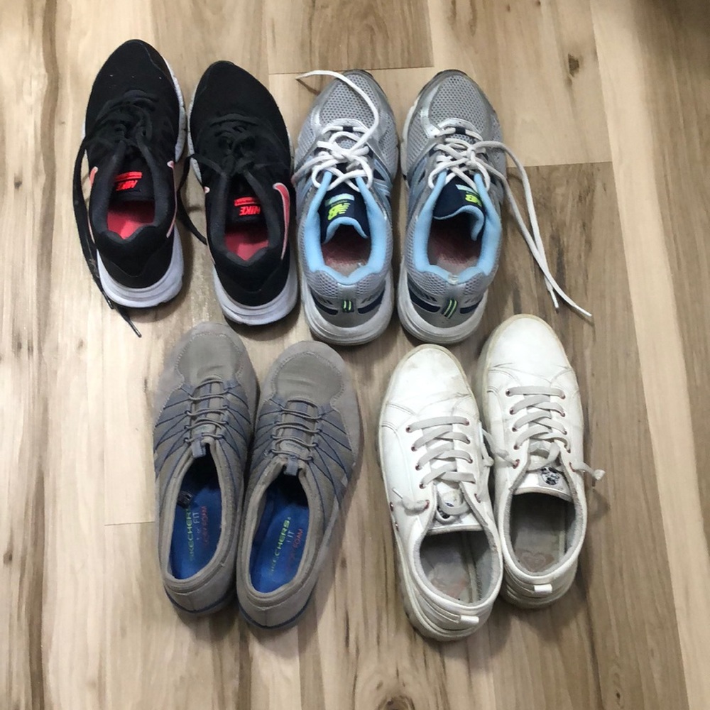 NIKE NEW BALANCE SKECHERS ROXI Tennis shoes. Size 9 worn but soles are great